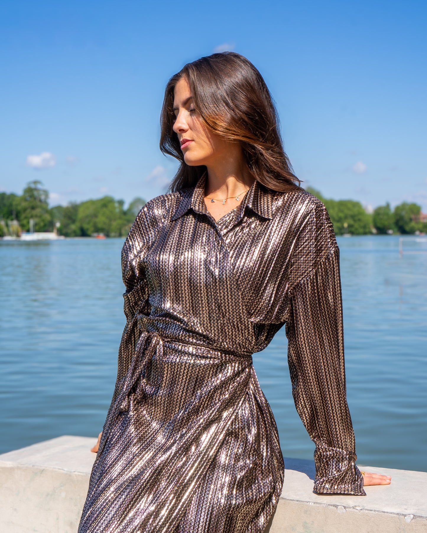 Robe porte feuille plissée
