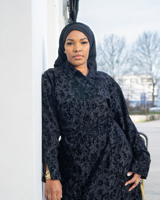 Robe Portefeuille Dentelle noire velours