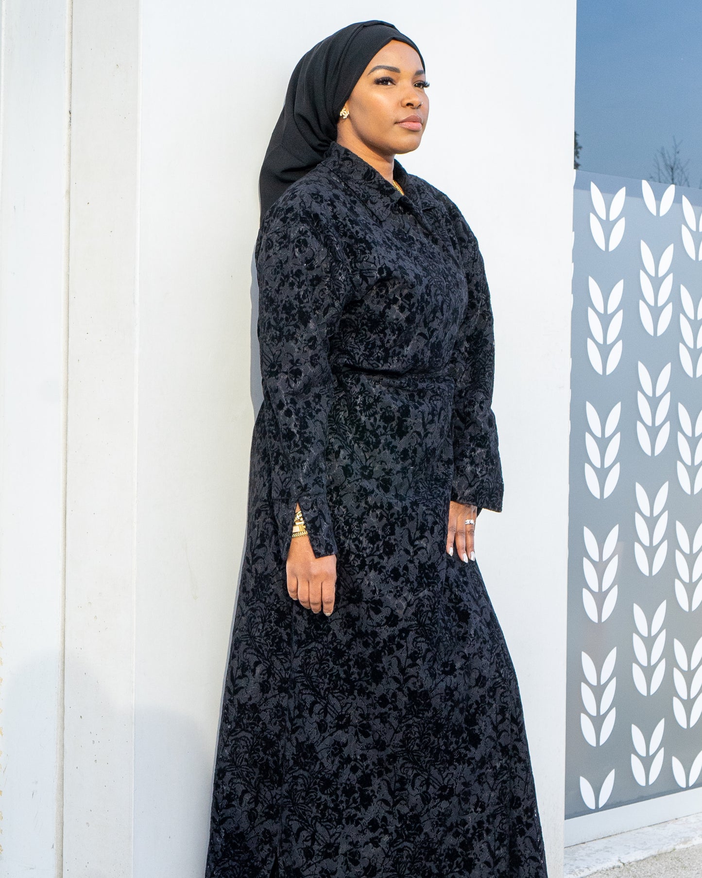 Robe Portefeuille Dentelle noire velours