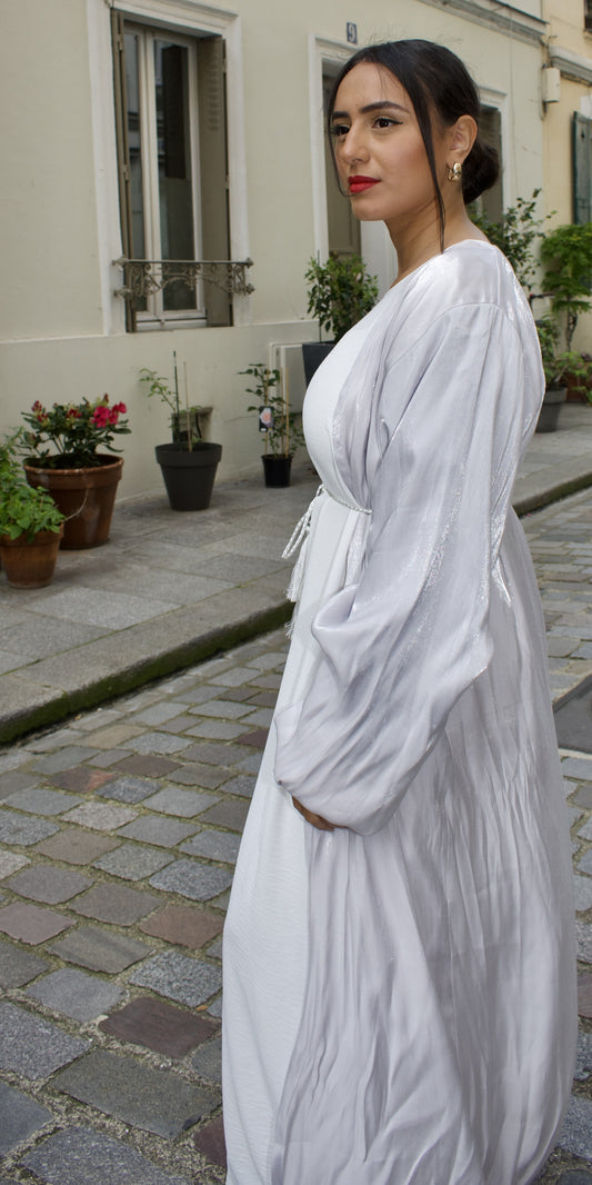Abaya Sara gris brillant